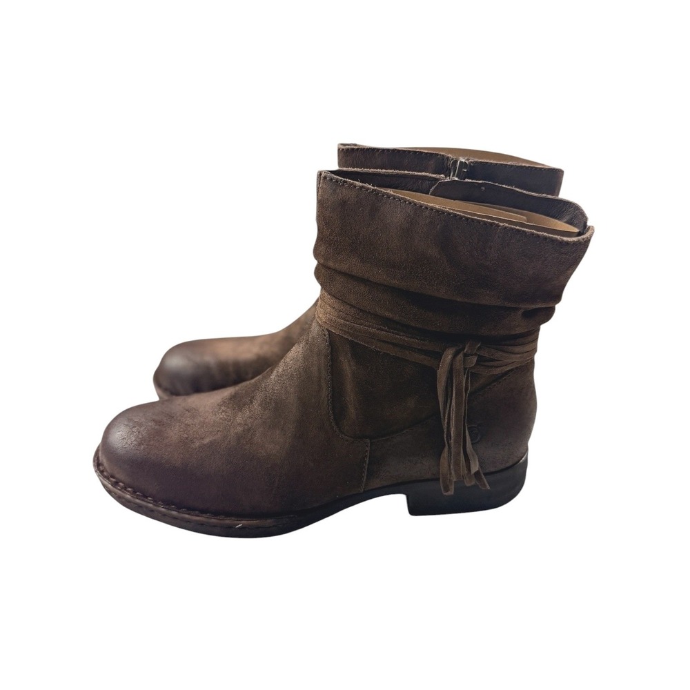 Born Cross Distressed Brown Leather Tassel Ankle Boots Womens 11 D70306 NEW - Picture 3 of 14